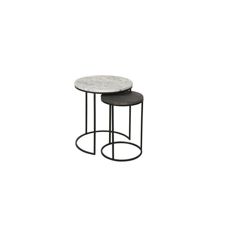 Khatuna Nesting Tables, White/Black