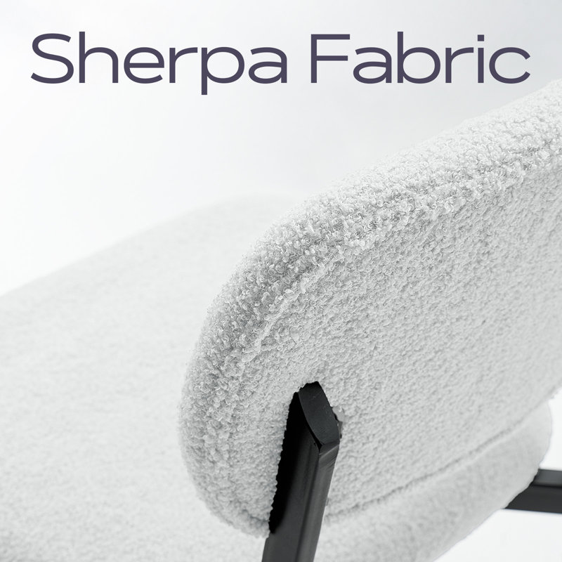 Sherpa Fabric Upholstered Dining chair, Side Chair With Backrest For Dining Room,Kitchen,Living Room,White, White
