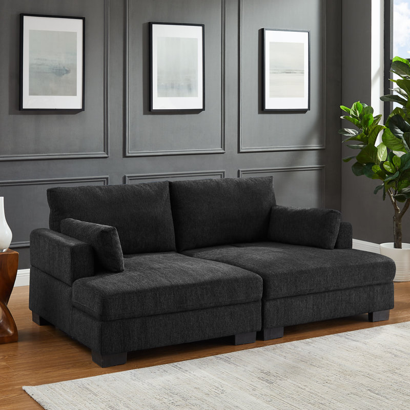 Canapé rembourré 82,67 po Freytes, 100 % polyester gris