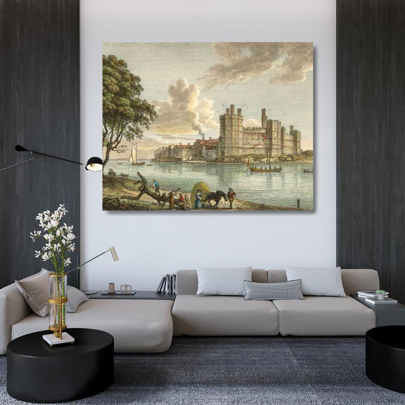 «Red Barrel Studio®» par Sandby, P., reproduction d'art sur toile, château de Caernarvon, H 36 po x l 44 po