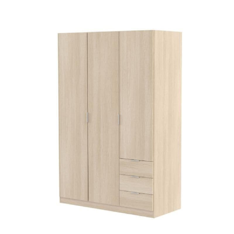 Cairo Oak Effect Compact 3 Door 3 Drawer Space-saving Wardrobe