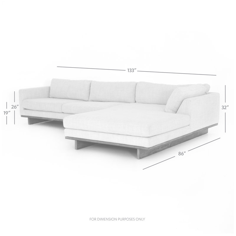 Everly Chaise Sectional, Right Hand Facing, 32" H x 133" W x 86" D, Irving Taupe Polyester Blend