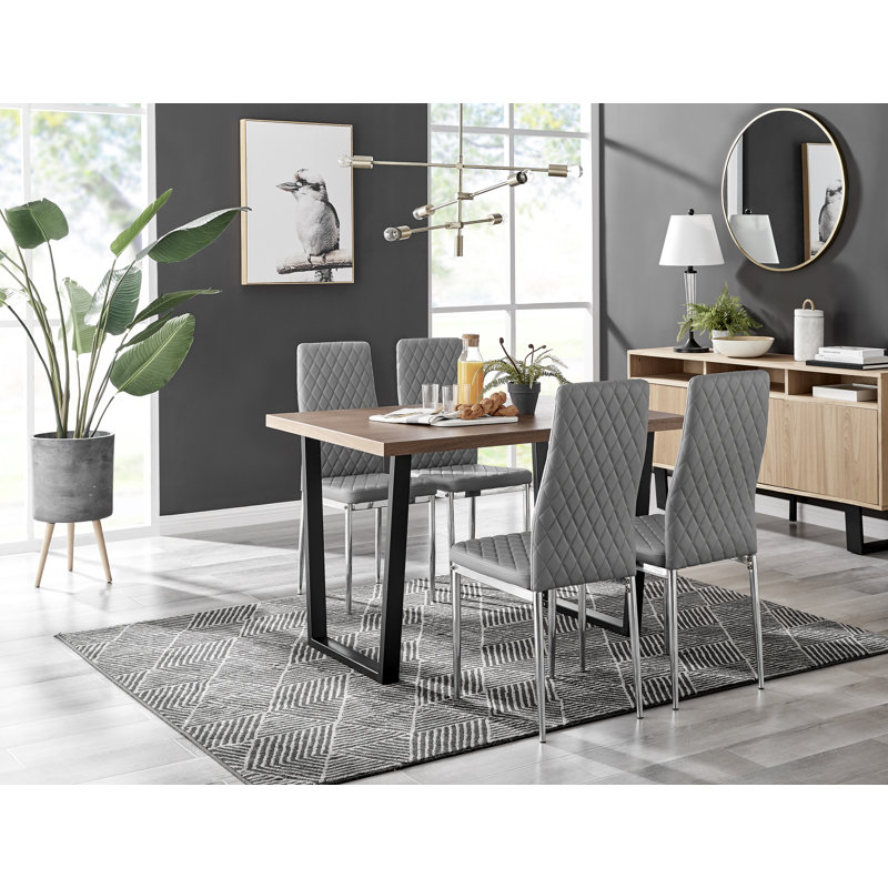 Eubanks 4 - Person Dining Set, Grey/Silver