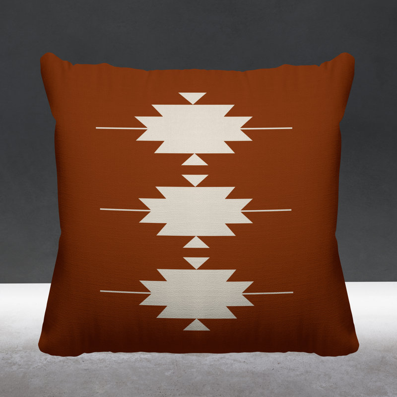 Coussin intérieur / extérieur Sike Southwestern, L 19 po x H 19 po, Orange brûlé