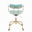 Chaise de bureau contemporaine en métal doré et velours bleu clair