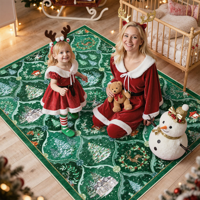 Tapis de Noël antidérapant de Noël, Rectangle 5 pi x 7 pi