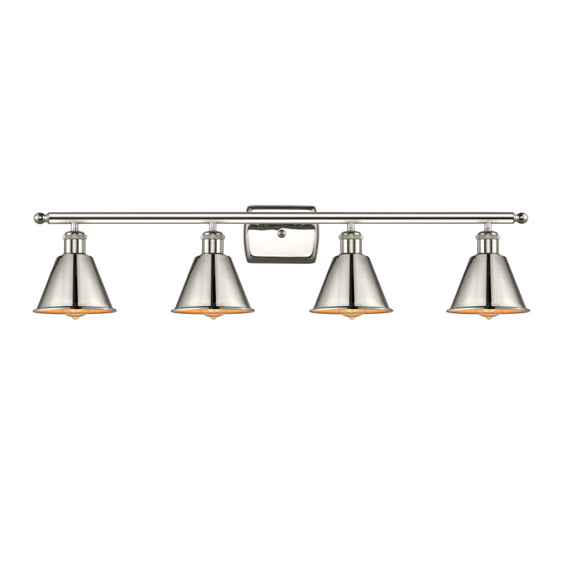 Éclairage de salle de bain à intensité variable 4 lumières Dallyn, Nickel poli, Nickel poli, Ampoule DEL 6 watts Vinage