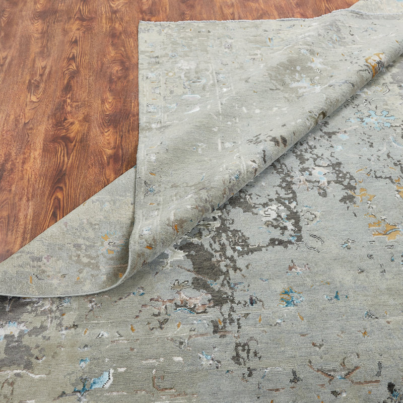 Illusion Weave Hand Knotted Abstract Area Rug, Rectangle 9' x 12'
