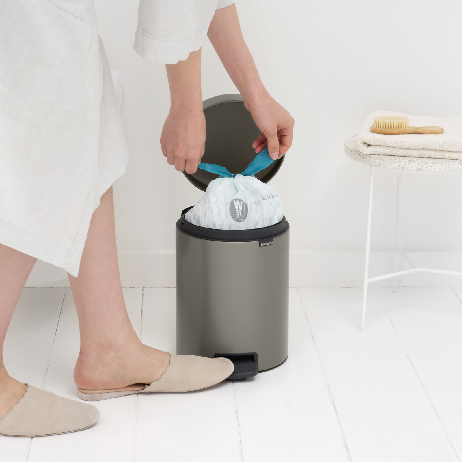 Brabantia Newicon 1.3gal Step-On Can, Platinum
