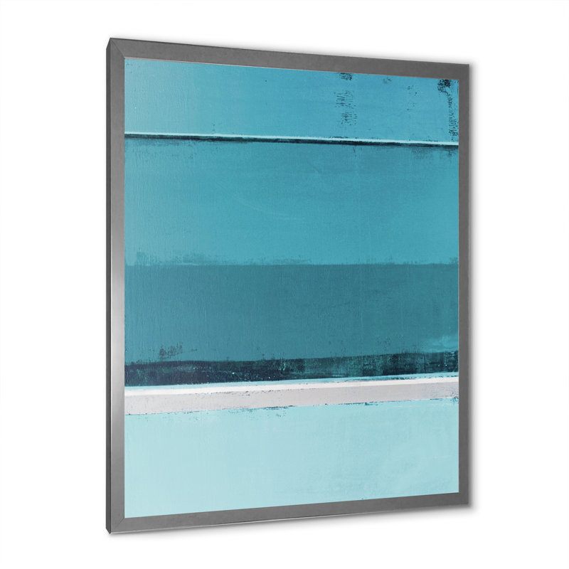 Art moderne gris et bleu II 2PT47705, Encadrement argenté, H 36 po x l 24 po x P 1 po