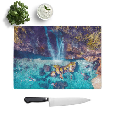 Waterfall in Nerja Spain Painting Chopping Board