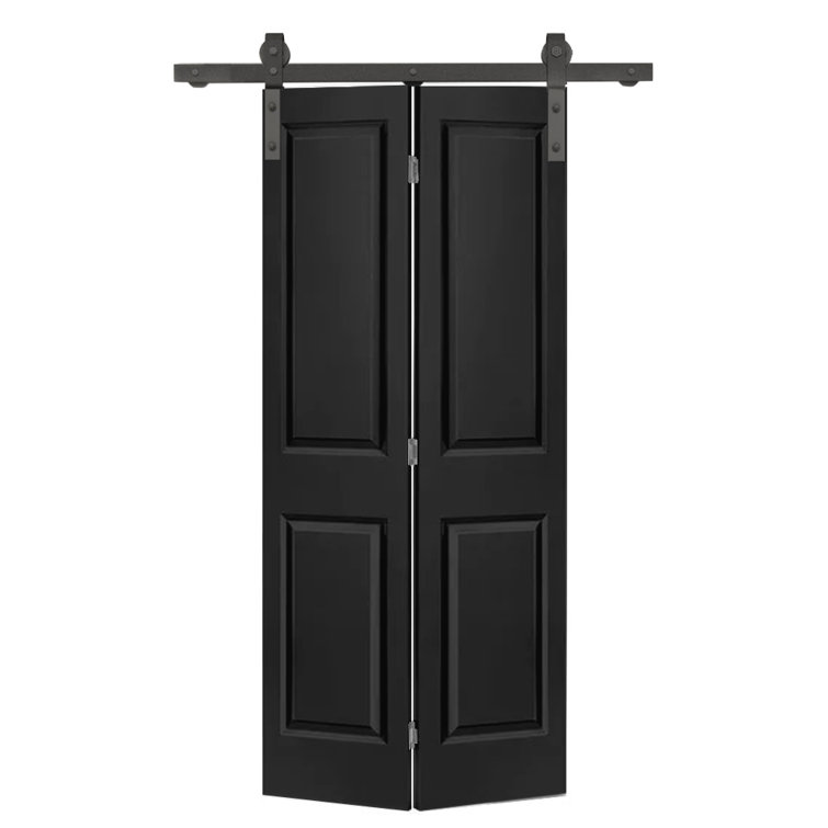 Paneled MDF Composite Bifold Barn Door with Installation Hardware Kit