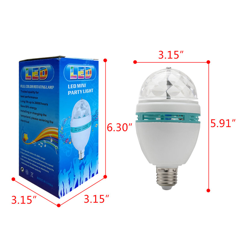 3W RGB LED Crystal Rotating Light Bulb E26 Lamp(Set Of 10)