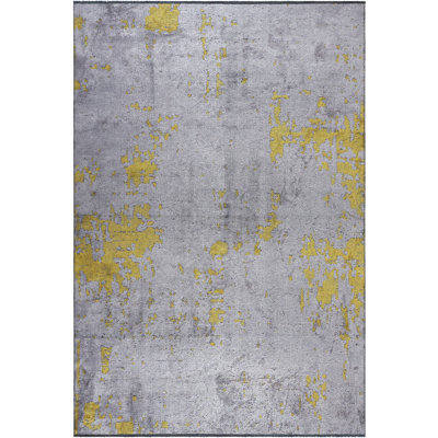 Rapture Gray/Yellow Abstract Luxury Area Rug