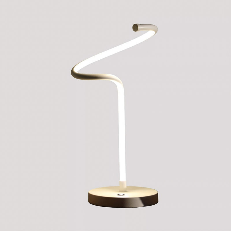 Lampe de table à conduit en tube spiralé 19 po blanc mat Curvilinear