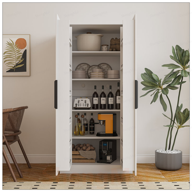 Freestanding Kitchen Pantry Cabinet with Shelves and Doors, Multi-Functional Storage for Modern and Retro Interiors