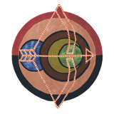 Geometric Area Rug in Red/Orange/Black/Blue