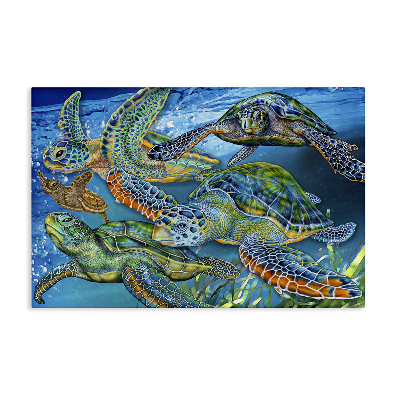 Toile de natation sous-marine Tortoise Family, design par Tim Jeffs, H 20 po x l 30 po