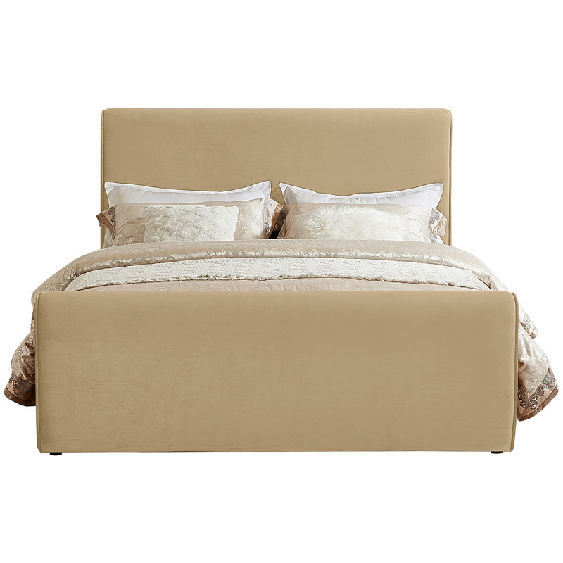 Lit plateforme tapissier Sloan Sadete, Velours brun clair, Très grand lit