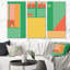 Ensemble de 3 pièces rétro rétro et minimalistes géométriques multicolores - Art moderne Mid-Century-1561578588