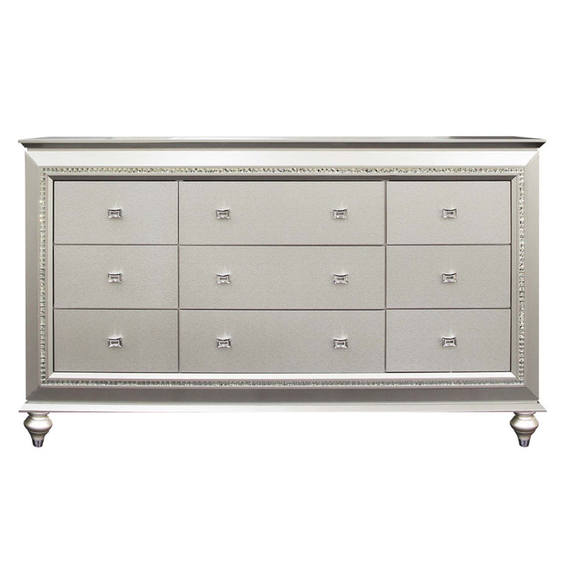 Commode 9 tiroirs Kaitlyn, finition champagne