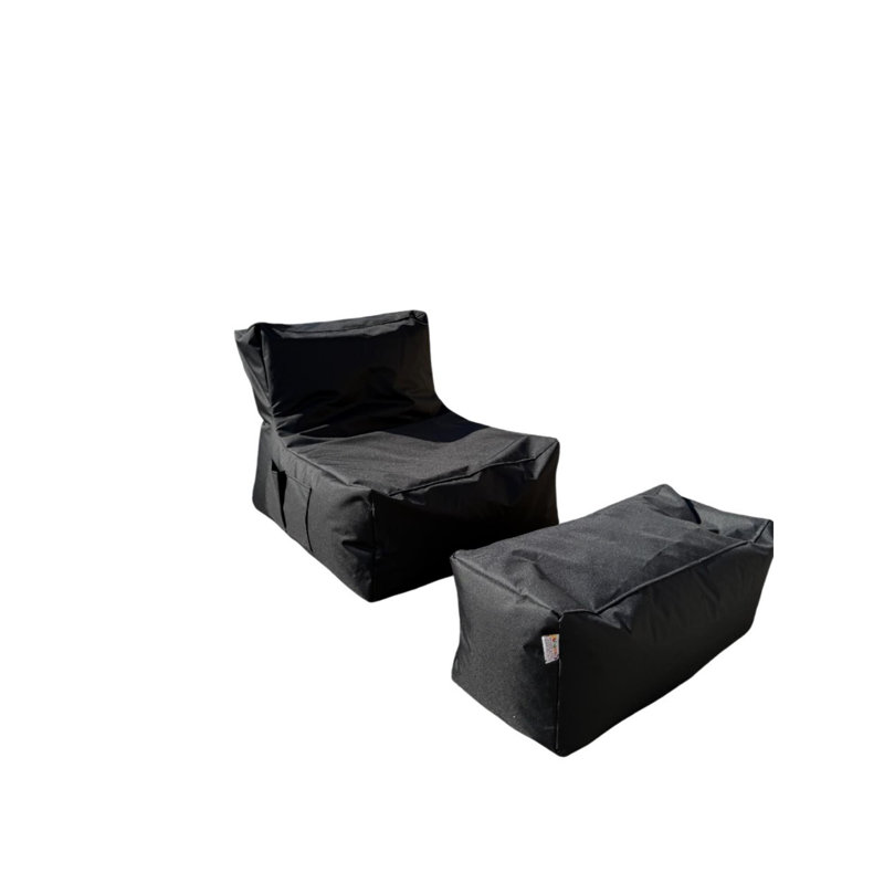 Ensemble de sacs à billes confortables (2 pièces), noir | 100% polyester et tissu imperméable, dimensions du sac à billes: 29,5 po x 27,6 po x 37,4 po | Dimensions du coussin: 29,5 po x 13,8 po x 13,8 po | Housse zippée amovible, perles en EPS écologiques