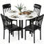 Ensemble de salle à manger 5 pièces, ensemble de table et chaises de cuisine moderne de style Mid-Century compact avec table ronde et 4 chaises rembourrées, ensemble de petit coin repas pour 4 personnes-235997003