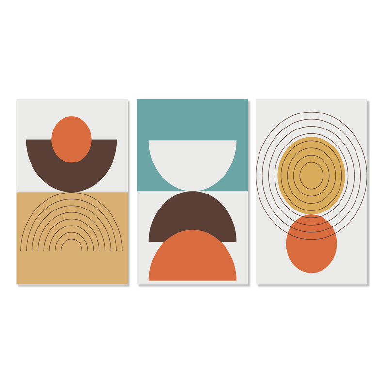 Creative Creative Designs In Retro Colors XIII - Ensemble d'art moderne Mid-Century de 3 pièces, H 28 po x l 36 po