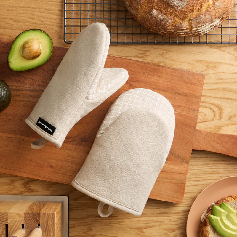 Ensemble de 2 mini-gants de cuisine Kitchenaid Gourmet Series Gridline, Brun clair lait frappé