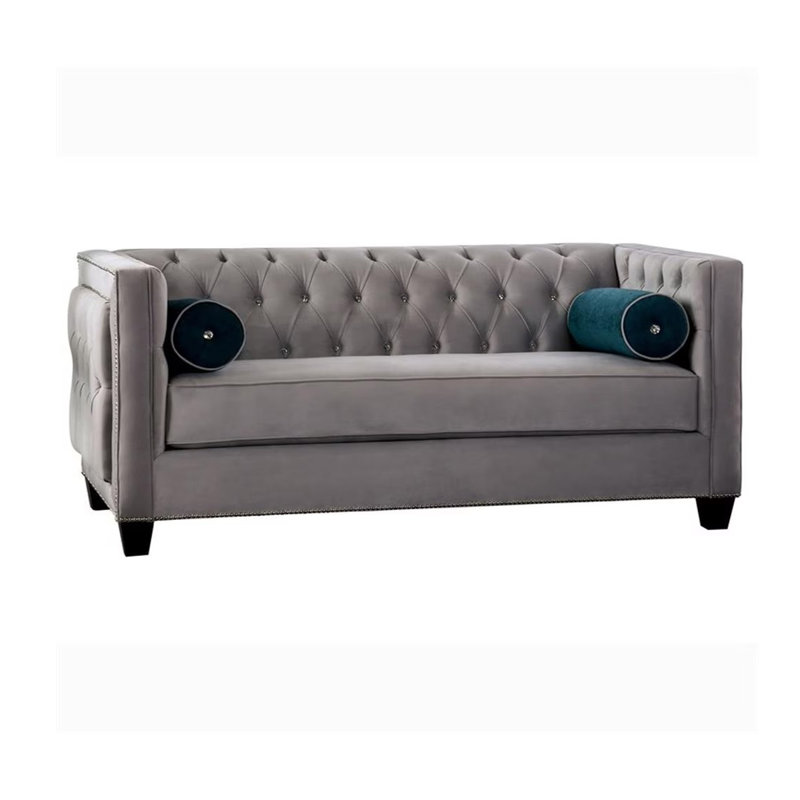 73.4" W Transitional Loveseat, Gray