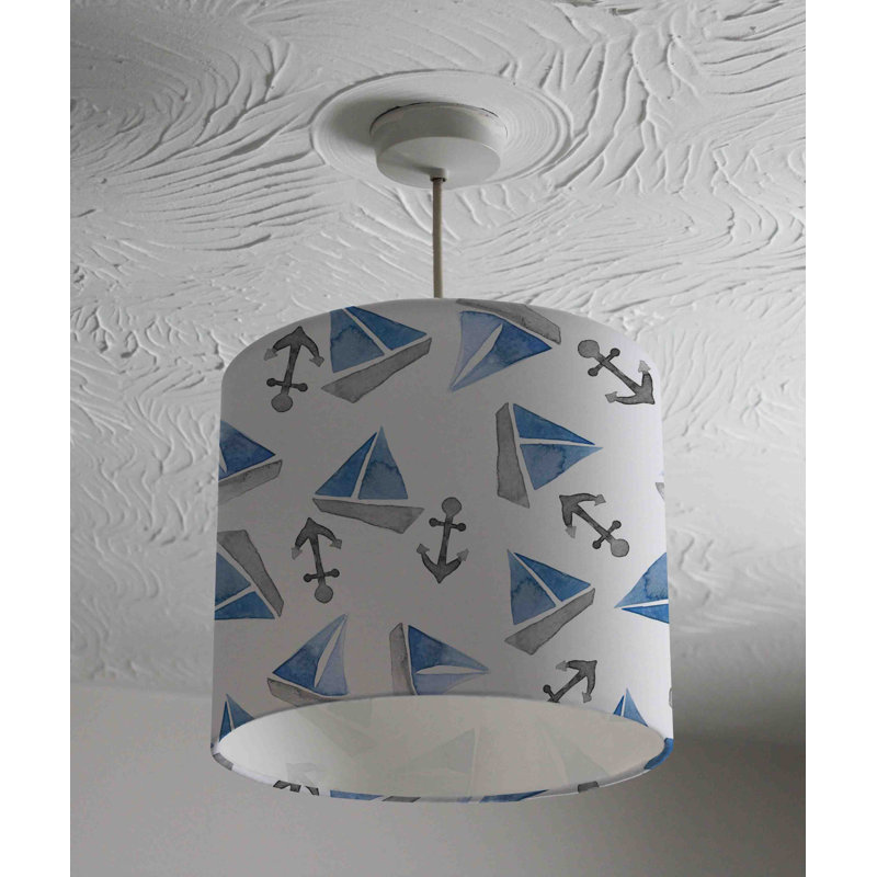 Cotton Drum Pendant Shade ( Uno ), 22cm H x 25cm W x 25cm D