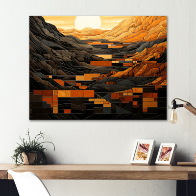 Orange orange, soleil dans un paysage audacieux III - panneaux solaires en métal, art mural MT135998