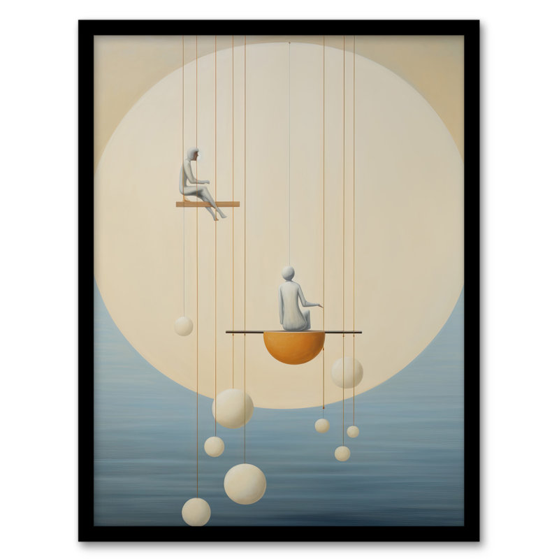 The Night Shift Hanging The Moon Stars Tan Blue Conceptual - Single Picture Frame Print