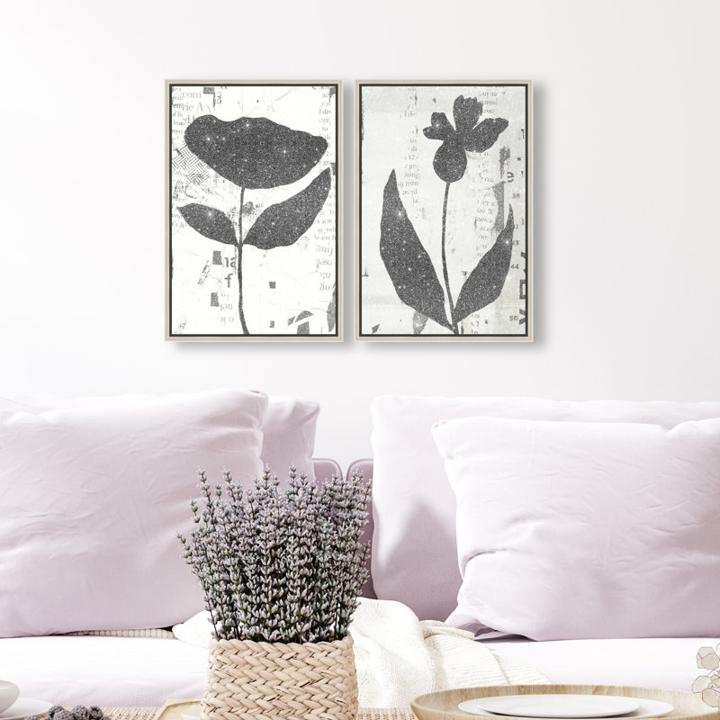 Single Flowers Set Set by Oliver Gal, 110"H x 74"W, Silver Floater Frame