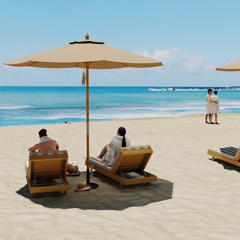2.5m Round Wooden  Parasolc (UV50+), Taupe