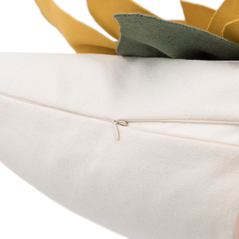 Appliqued Cotton Pillow Cover, Yellow