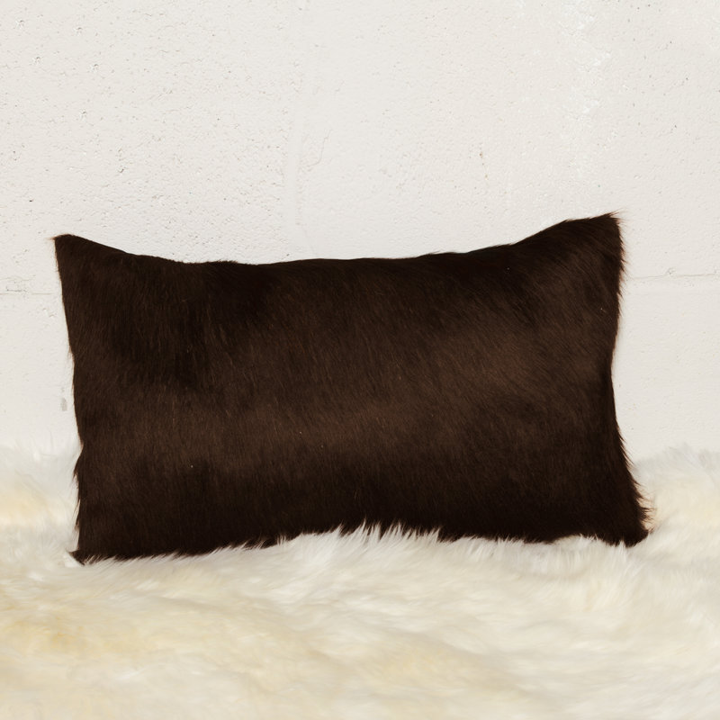  Coussin en cuir de vache 12 "x 20" Chevron, Chocolat