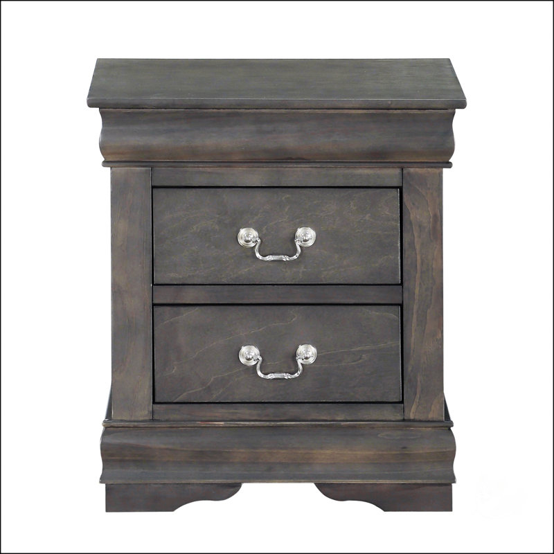 Table de chevet 2 tiroirs Traditional, Gris foncé