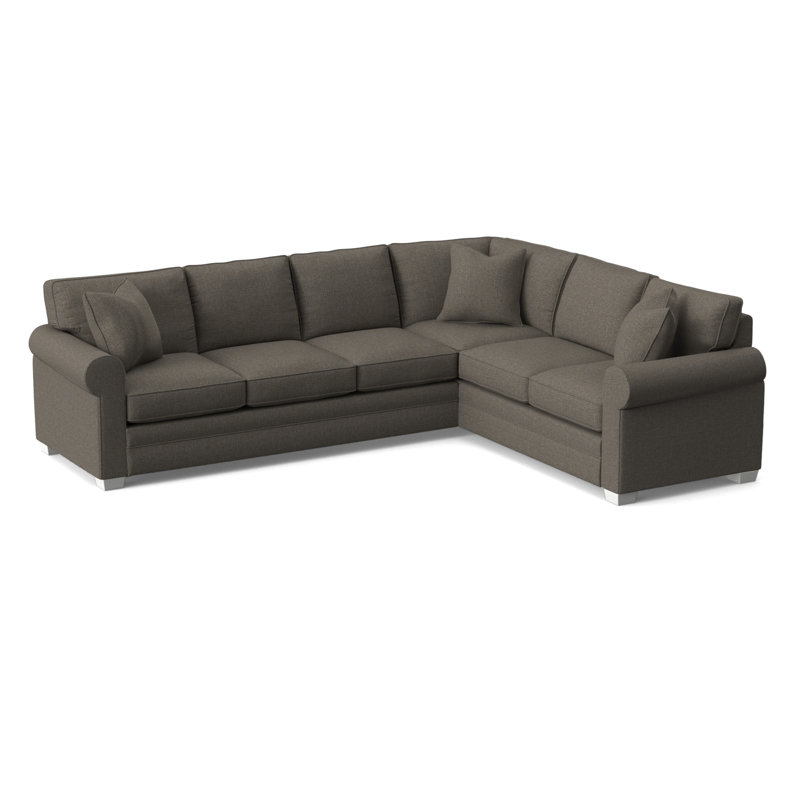 Bedford Upholstered L-Sectional, Frost White Finish, Gray Sugar Performance; 0863-84, Right Hand Facing