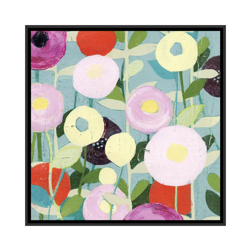 «Poppy Strata I», impression sur toile, H 18 po x l 18 po x P 1,5 po, Toile encadrée noire, Pas de tapis