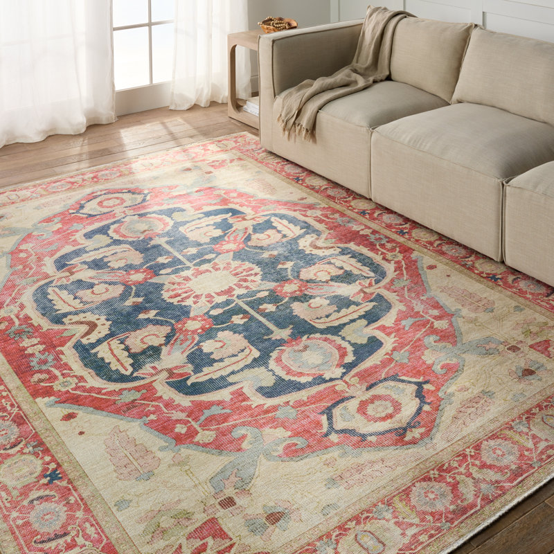 Tapis rouge / bleu Zendy, Rectangle 10 pi x 14 pi