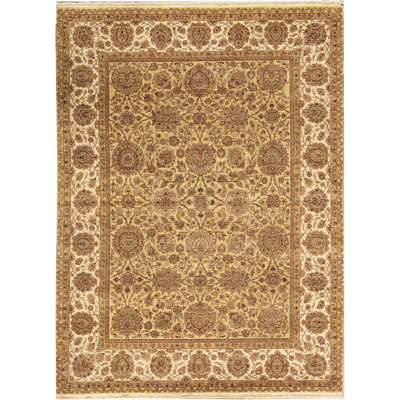 Tapis brun et beige de haute qualité noué à la main