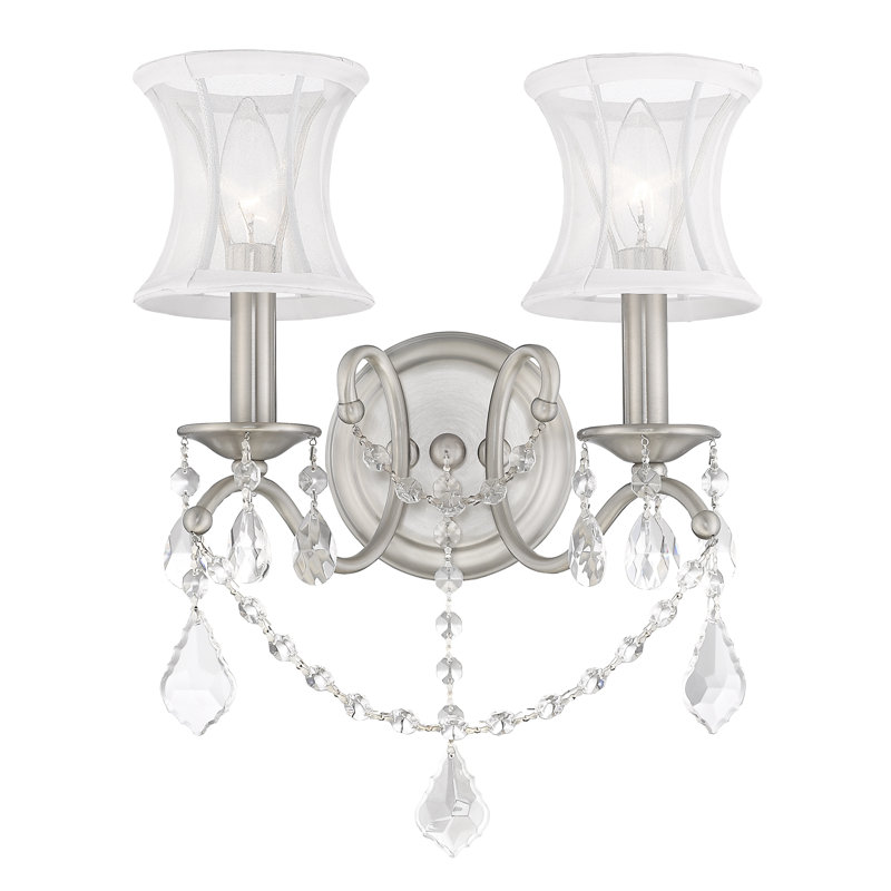 Applique murale à bras 2 lumières Evannah, Nickel brossé