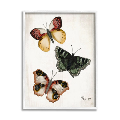 " Trio Of Butterflies Farmhouse Patterned Wings Charming Insects "