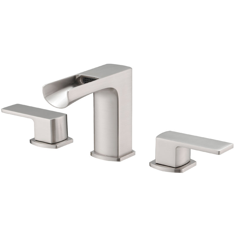 Widespread 2-handle Bathroom Faucet with Drain Assembly, Brushed Nickel