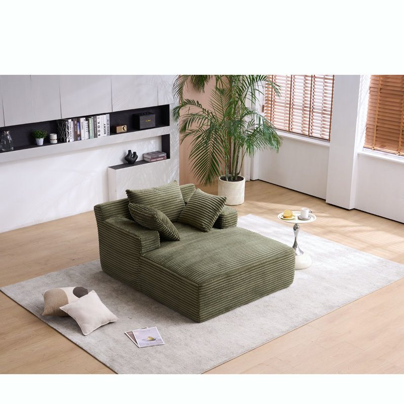 Chaise longue surdimensionnée, Velours côtelé vert
