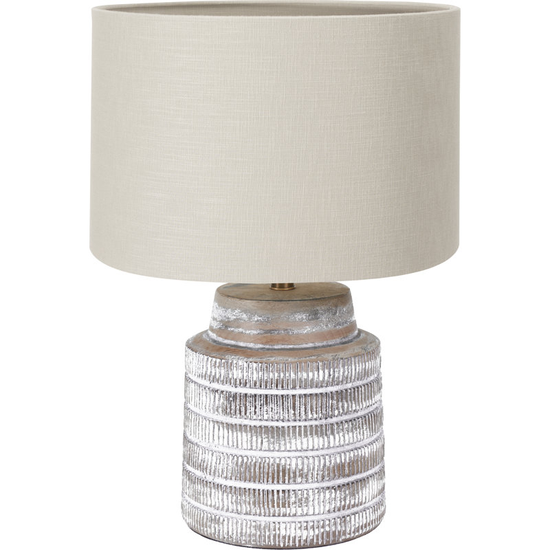Table Lamp, 17.71" H x 11.81" W x 11.81" D, Linen, Grey