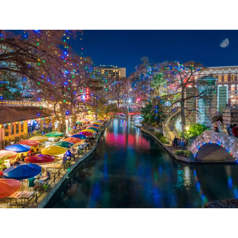 A San Antonio Holiday by Beth Sheridan, Black Single Picture Framed Paper, 17.2" H x 21.2" W x 0.88" D, White
