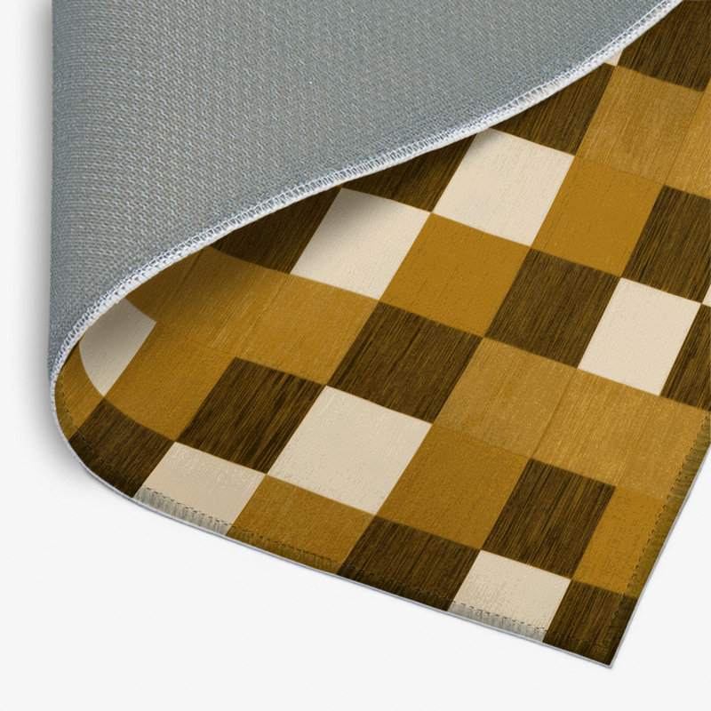 Tapis d'intérieur et d'extérieur à carreaux brun, Rectangle 4pi x 6 pi