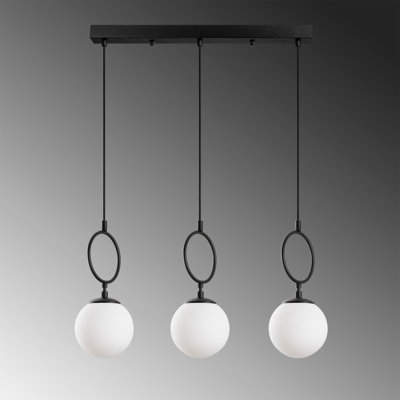 Elegant Black Metal Chandelier, Adjustable Height (15.7 x 72.8 inches), Max Height 72.8 inches, Min Height 15.7 inches | 3 x E14 Sockets (Max 40W) | Stylish Lighting Fixture for Dining Room & Living Spaces, Durable Design